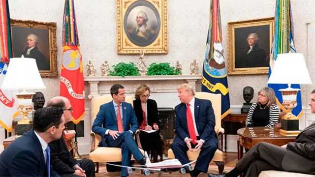 Juan Guaidó en su encuentro con Donald Trump en la Casa Blanca. (Foto: TWH)