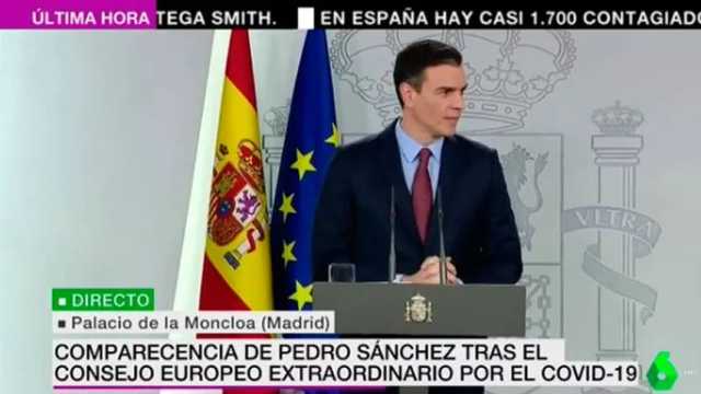 Pedro Sánchez en su comparecencia desde La Moncloa. (Foto: La Sexta)