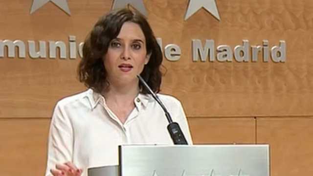 Isabel Díaz Ayuso compareció junto al alcalde de Madrid. (Foto: Telemadrid)
