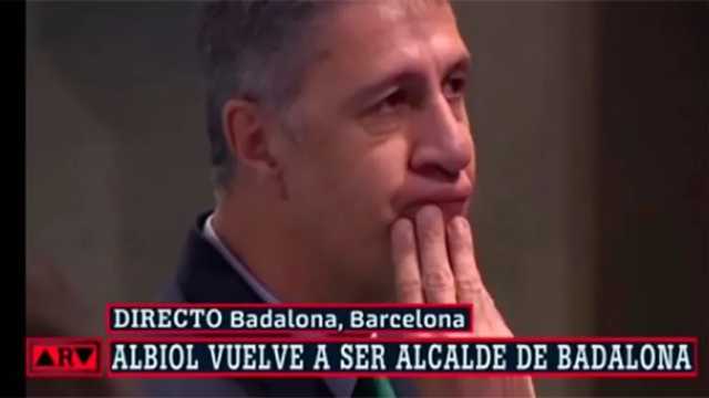 Xavier García Albiol rompió a llorar en su jura como alcalde de Badalona. (Foto: La Sexta)