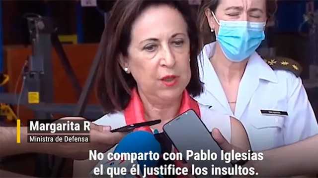Margarita Robles, muy firme en rechazar de plano la estrategia de confrontación e insulto de Iglesias. (Foto: YouTube)